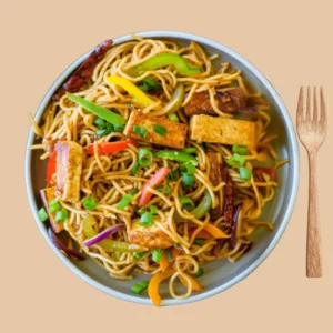 A bowl of Spicy Paneer Noodles