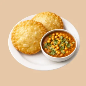 Chana Poori Plate Two Poori with chana masala