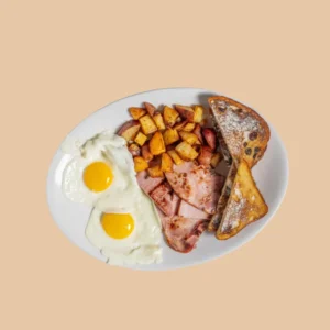 2 eggs any style with bacon, ham, or sausage