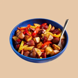 Skillets - Cube potatoes stir-fried with onion, green pepper & cheese; served with choice of egg & meat