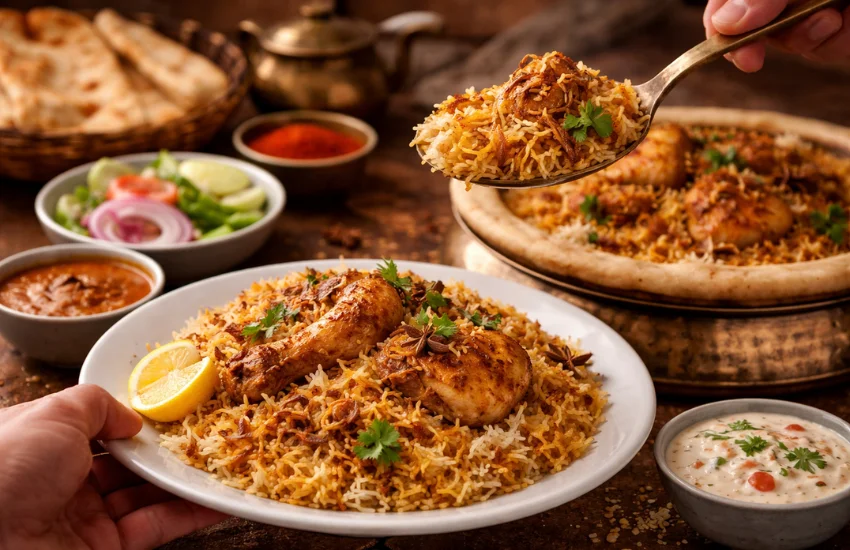 Serving Biryani
